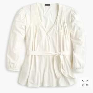 J Crew point sur pleated tie- waist top